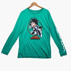My Hero Academia Tee Midoriya, Izuku Anime Green L/S T Shirt Japan Kanji XL